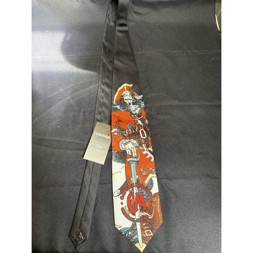 Captain Morgan Neck Tie Mens Multicolor Spiced Rum Graphic Print New
